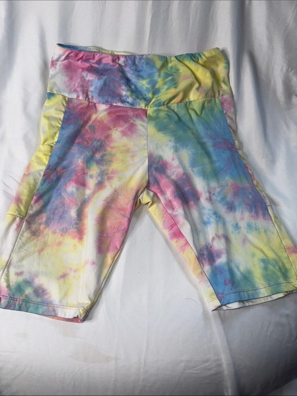 Pastel Tie-Dye High-Rise Bike Shorts - Multicolor